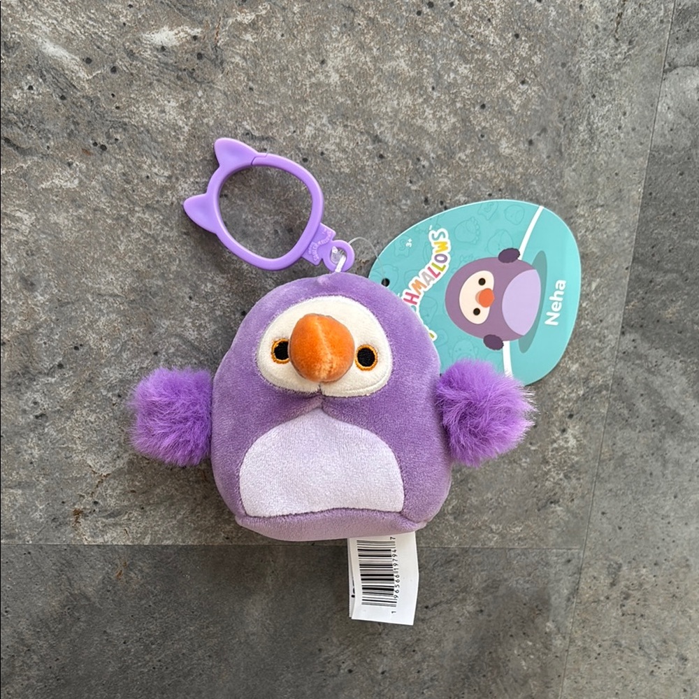 NWT Squishmallows Neha Purple Dodo Bird Plush Keychain, Super Soft and Squishy